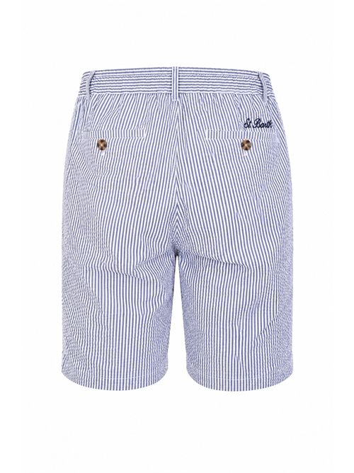 Bermuda Ischia in cotone seersucker Blu Bianco Mc2 Saint Barth | ISC000103931L